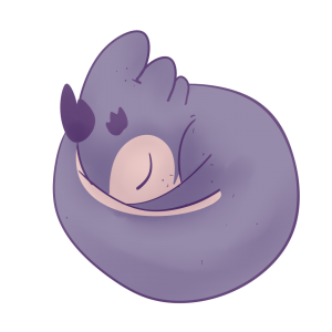 an adorable kobold curled up and snoozing